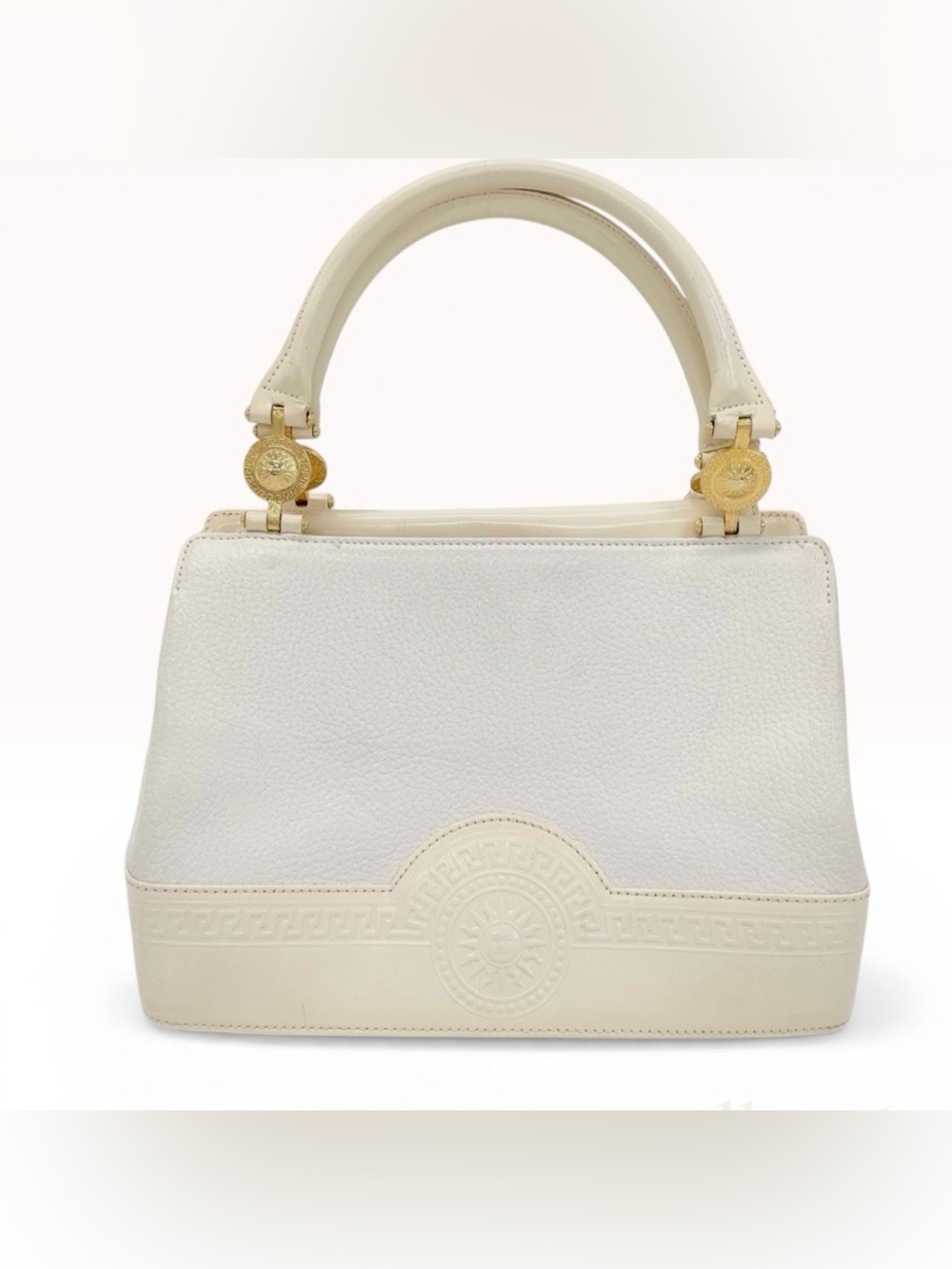 GIANNI VERSACE Sunburst Leather Patent Leather Handbag